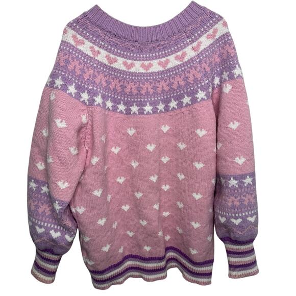 LoveShackFancy Amalo Boyfriend Cardigan Sweater Macaron Pink heart bow size XL - Picture 9 of 16